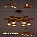 Modern wooden chandelier in Tehran