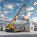 Live crane, transportation of industrial shelter and cows in Isfahan