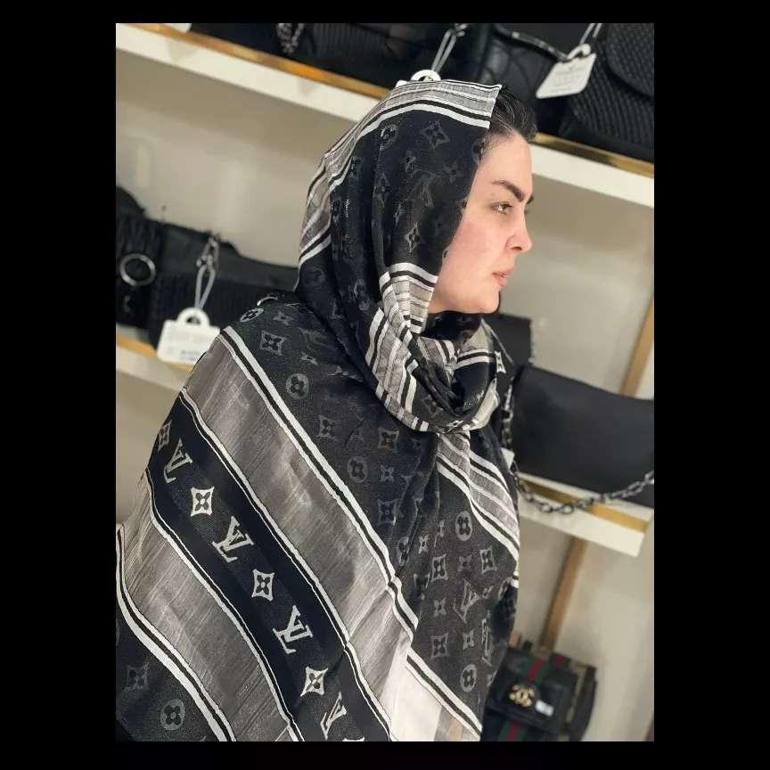 شال مجلسی طوسی مشکی