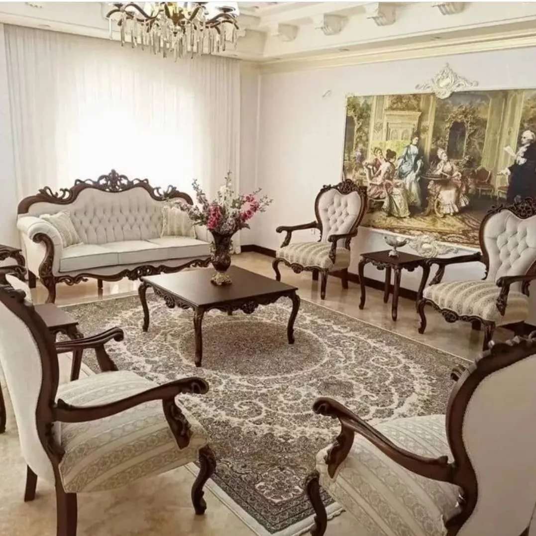 مبل افسون چوب سوپر راش گردو جلومبلی عسلی ست مبل