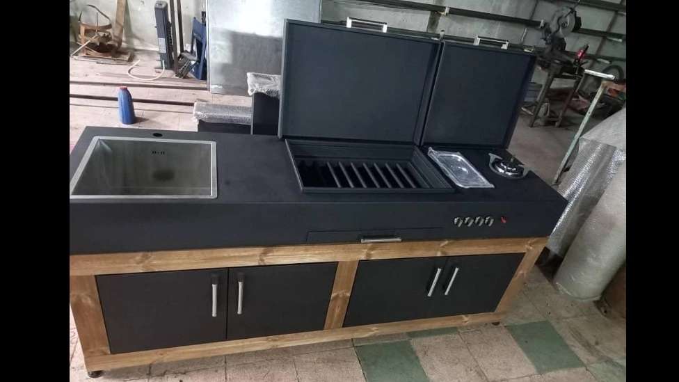 Electric and gas flame resistant fireplace