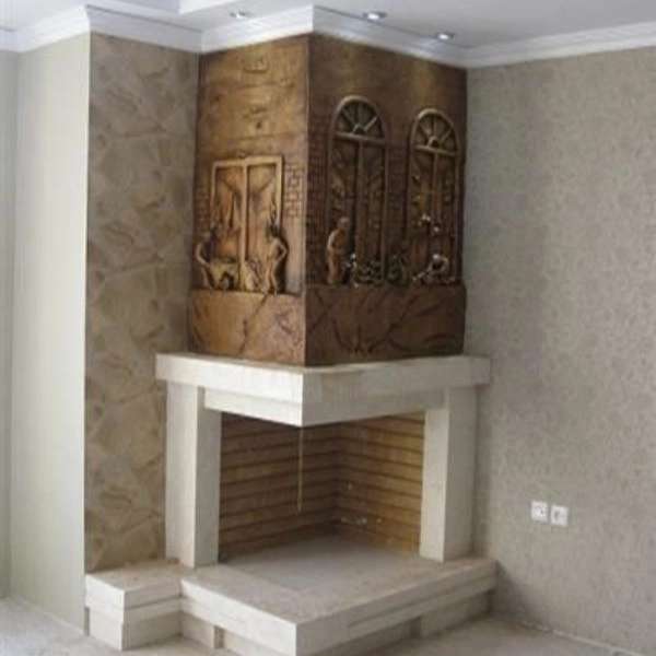 شومینه گازی کار ترکیبی آجر و سنگ