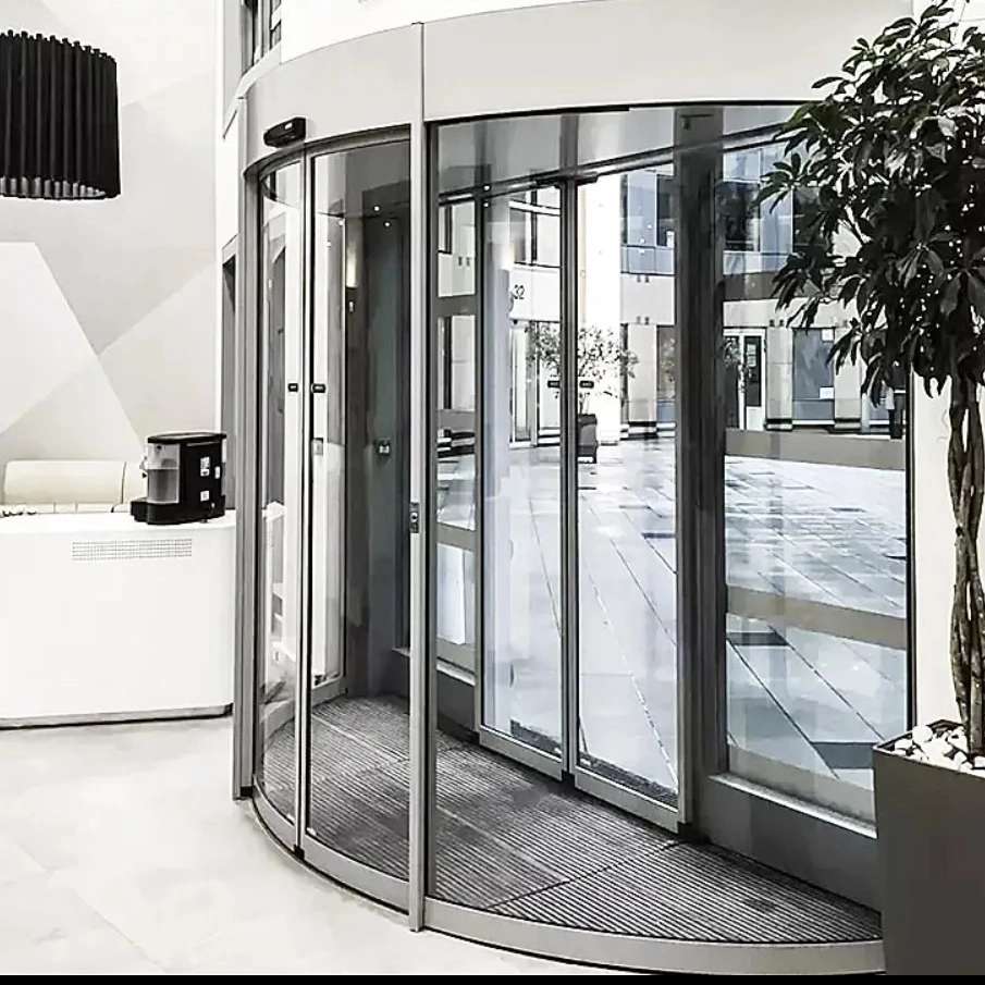 درب اتوماتیک شیشه ای نیم گرد