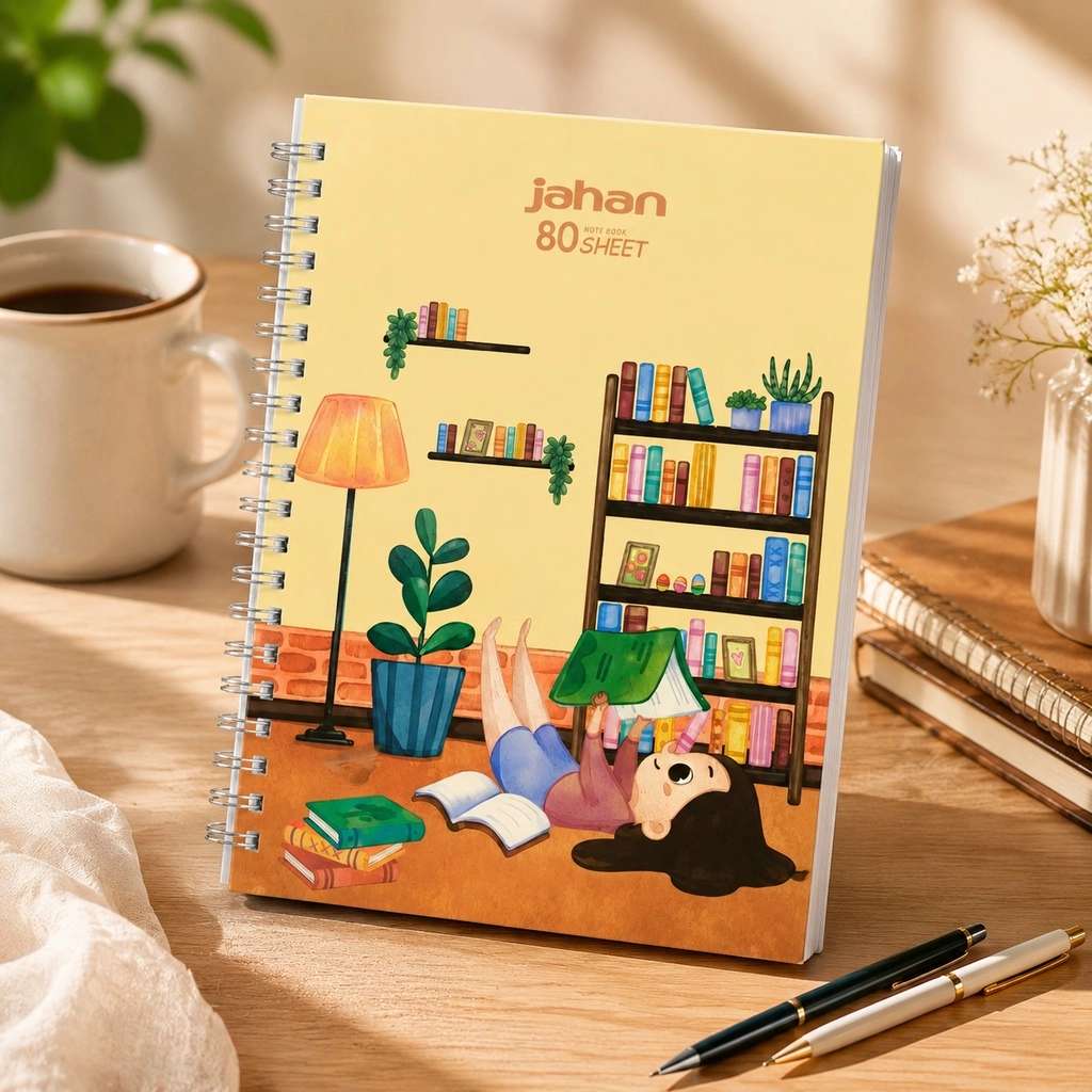دفترچه فنری جهان طرح کتاب‌خوانی ۸۰ برگ