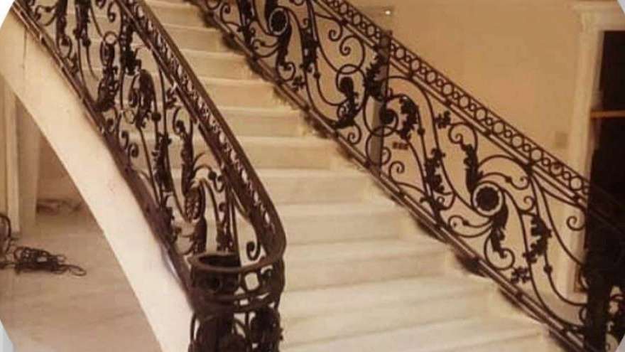 Wrought iron railings and stairs