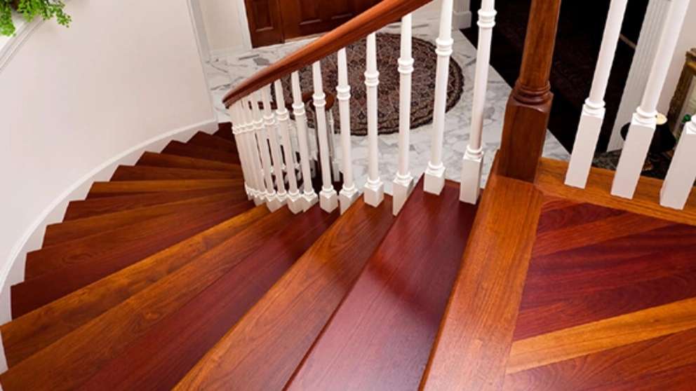 Round wooden stairs