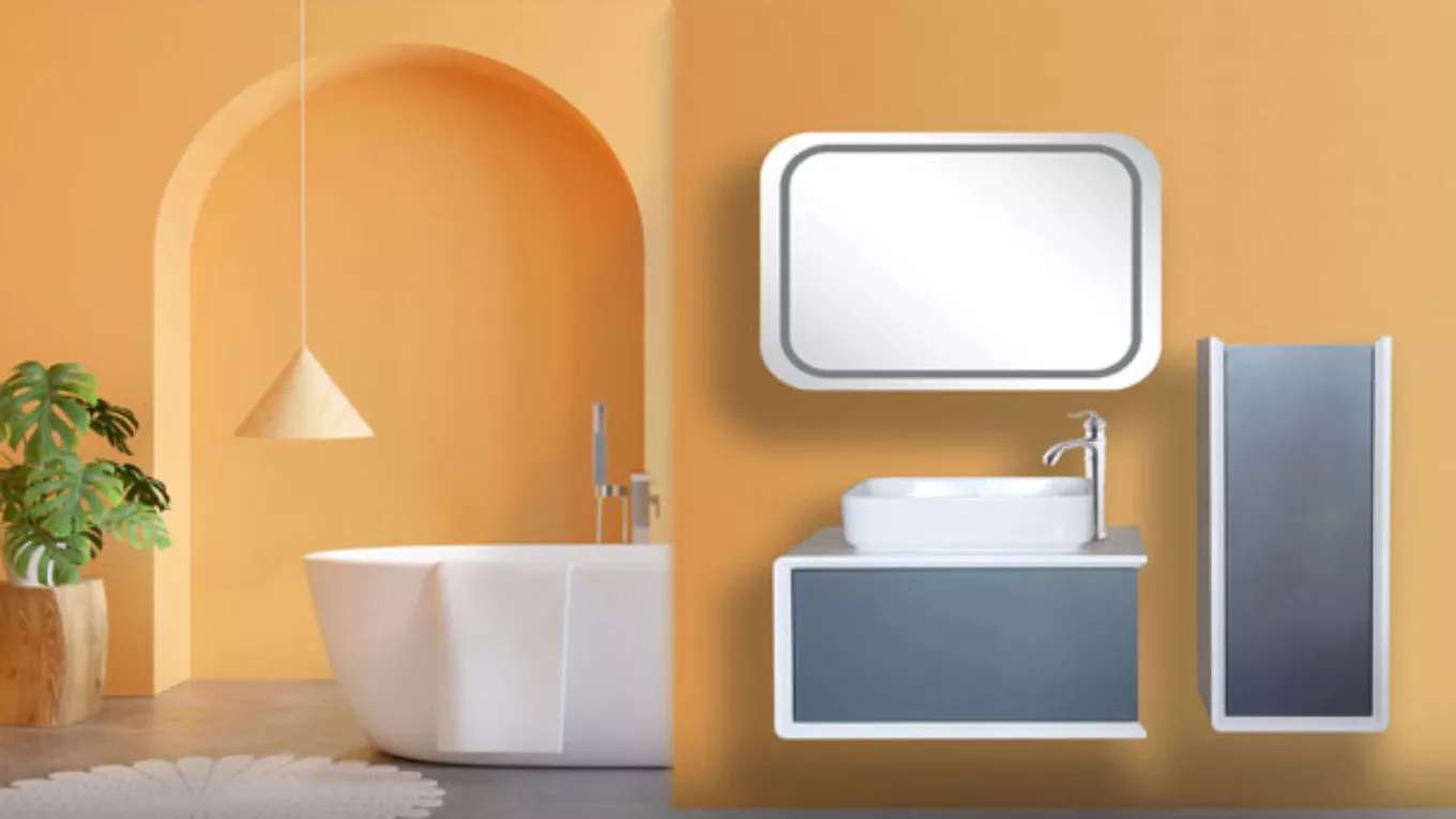 Box mirror and olive cabinet