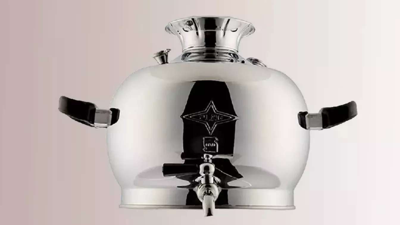 Brass and steel samovar and kettle