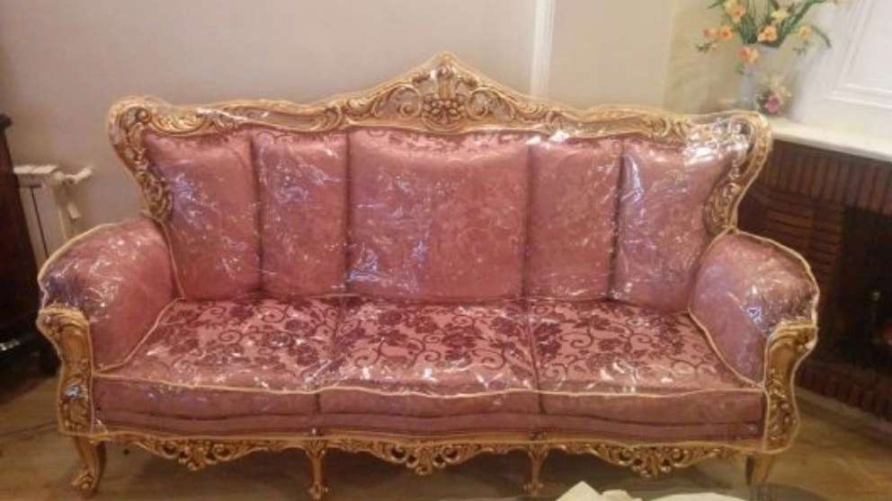 Designing and sewing a golden sofa cover