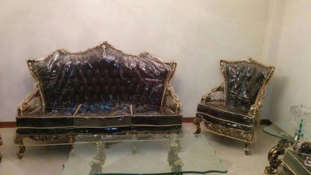 Designing and sewing a golden sofa cover