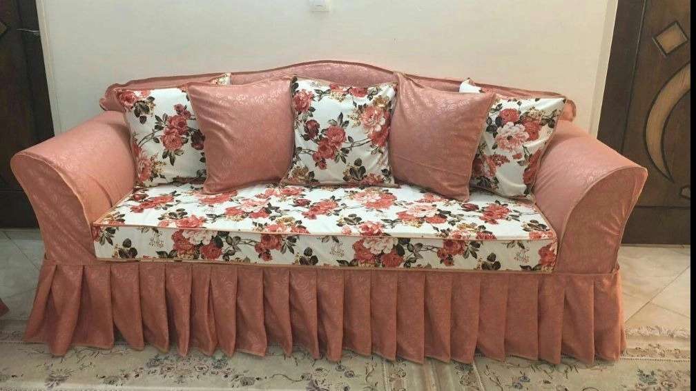 Designing and sewing a golden sofa cover