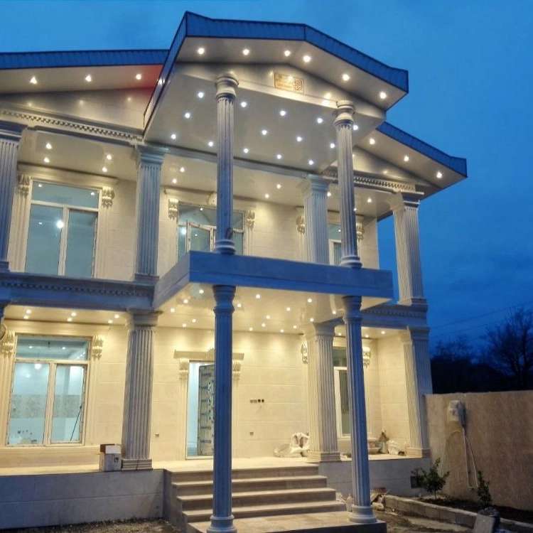 The lighting and facade of the building