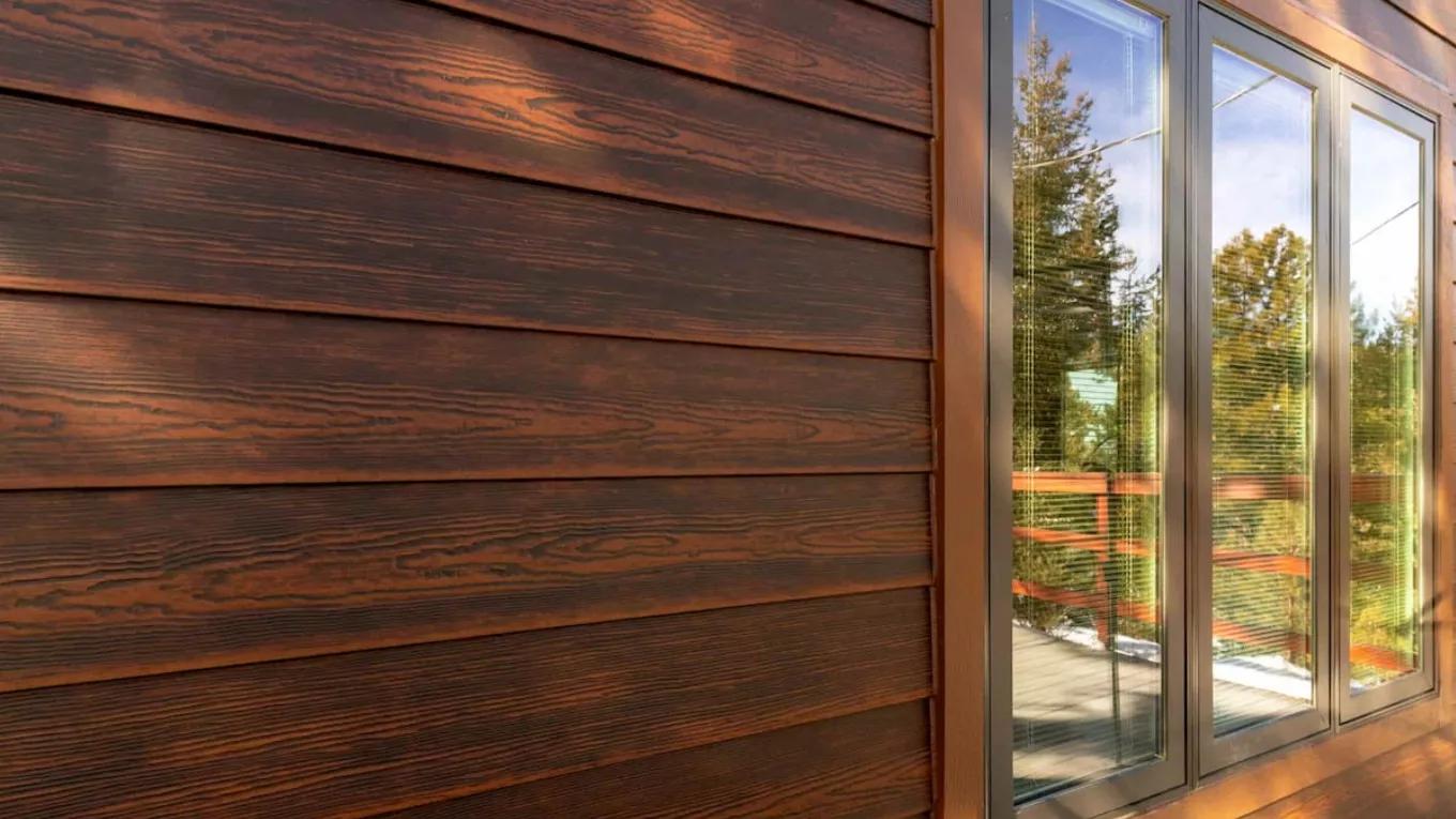 View of fiber cement siding (wood design)