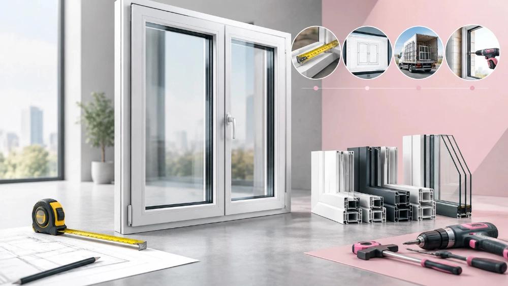 Ordering steps until installation of double-glazed window in Qasr construction clinic
