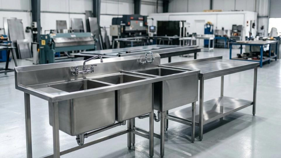 Purchase of industrial steel sinks, washing tubs and work tables with customized dimensions