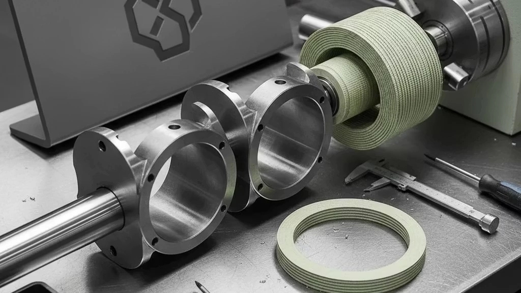 Ehsan Hydraulics, packing lathe, repair of twin backup jack seals with German sheet in Tehran