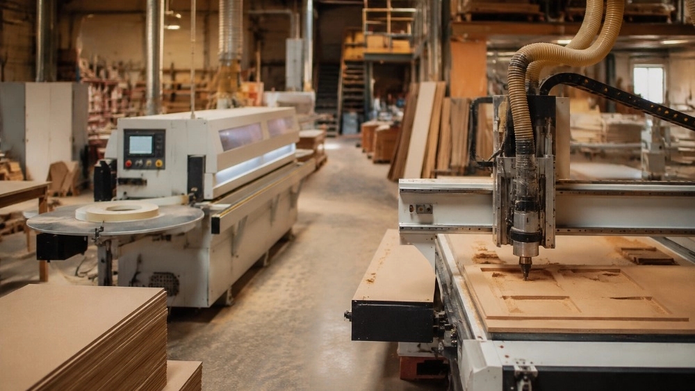 Full equipment of woodworking workshop from CNC to edge glue